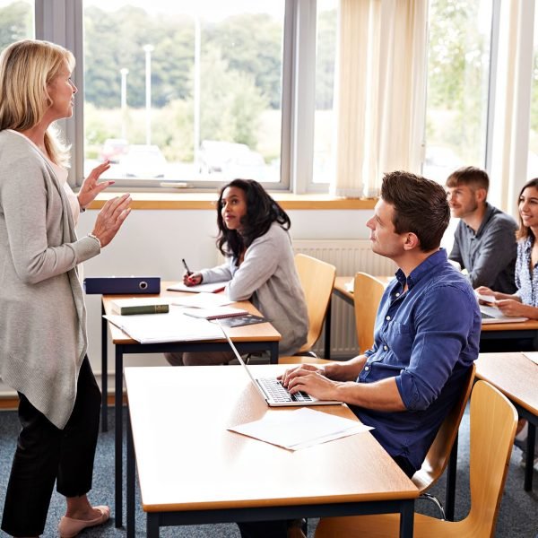 Female Tutor Teaching Class Of Mature Students