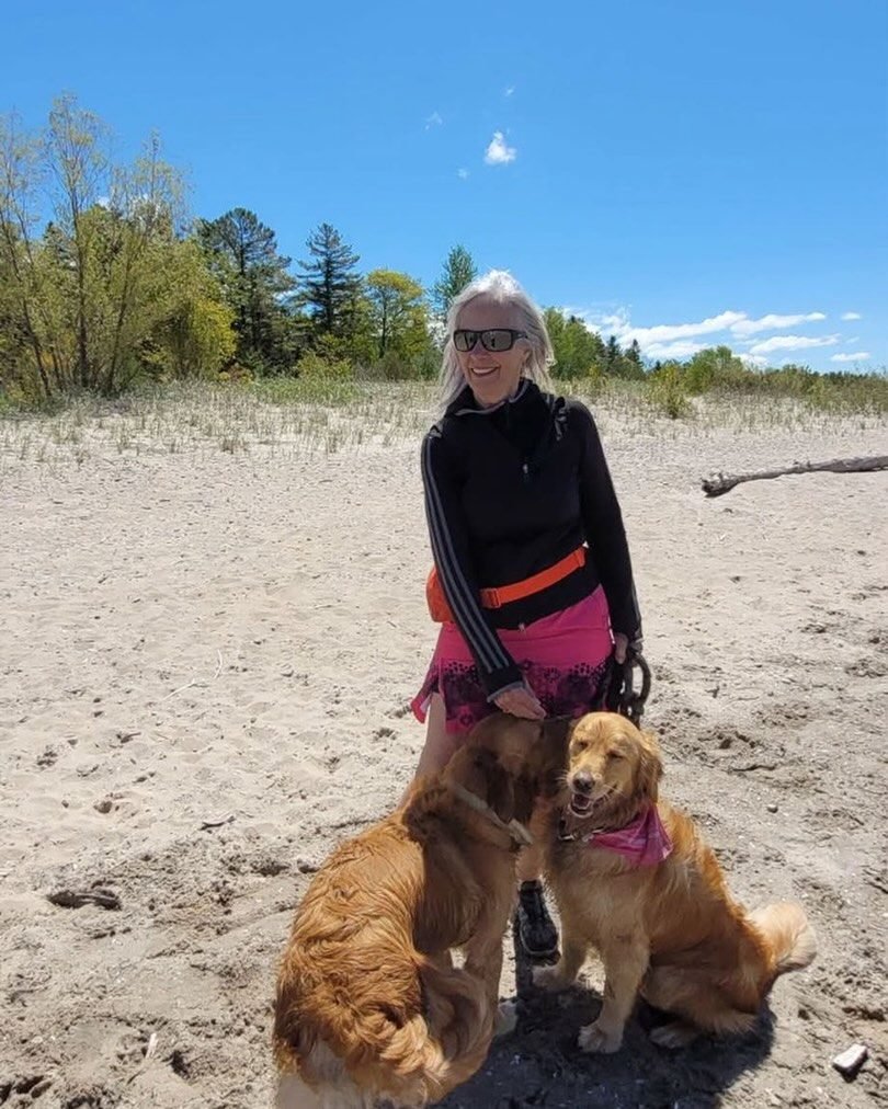 Bailey (in the pink scarf) and me, with Momma Bailey ❤️.